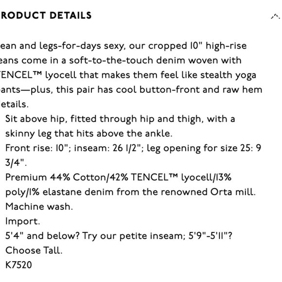 Madewell 9'' Button Front Skinny Crop Jeans - Picture 5 of 10